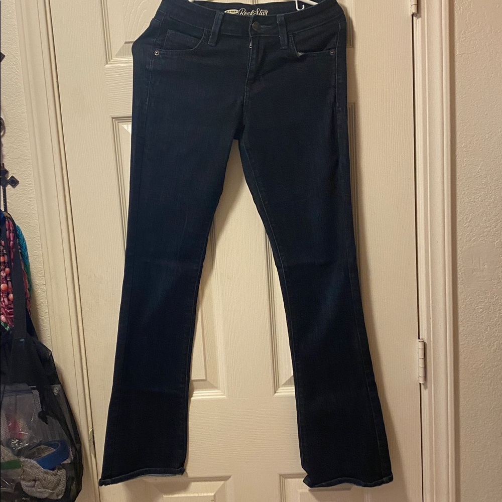 Old Navy Rock Star Stretch Dark Blue Rinse Jeans  sz 6 27x31 New Condition